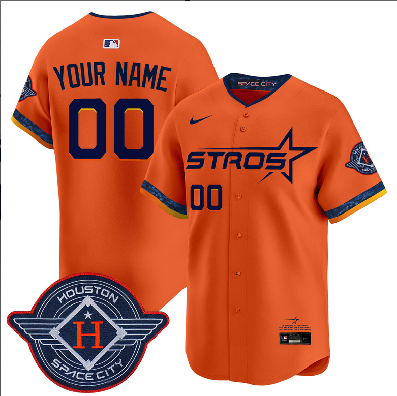 Men Houston Astros 2025 City Connect Vapor orange Limited Custom Stitched Jersey